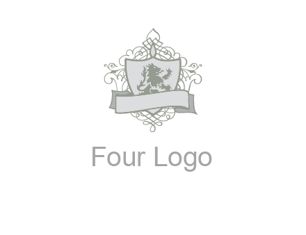 shield with banner and swirl design icon