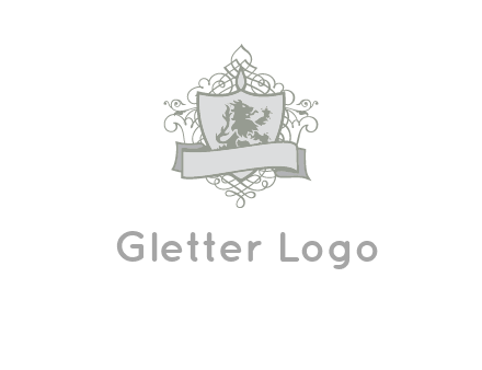 shield with banner and swirl design icon