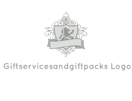 shield with banner and swirl design icon