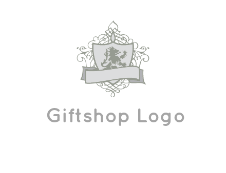 shield with banner and swirl design icon