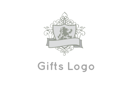 shield with banner and swirl design icon