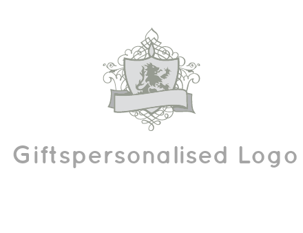 shield with banner and swirl design icon