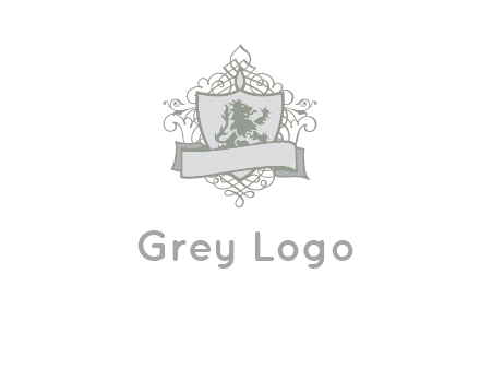 shield with banner and swirl design icon