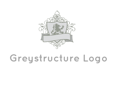 shield with banner and swirl design icon