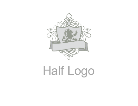 shield with banner and swirl design icon