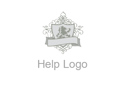shield with banner and swirl design icon