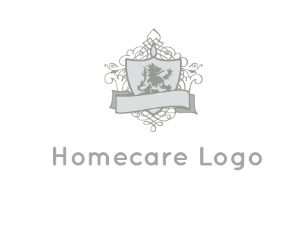 shield with banner and swirl design icon