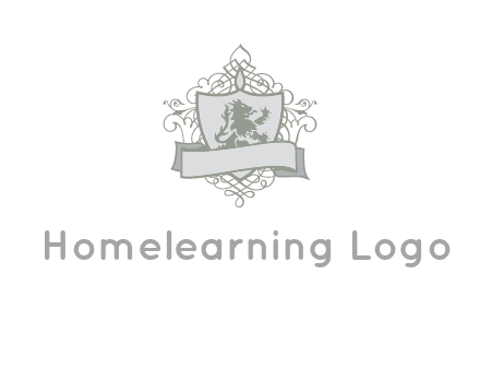 shield with banner and swirl design icon