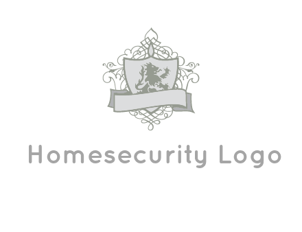 shield with banner and swirl design icon