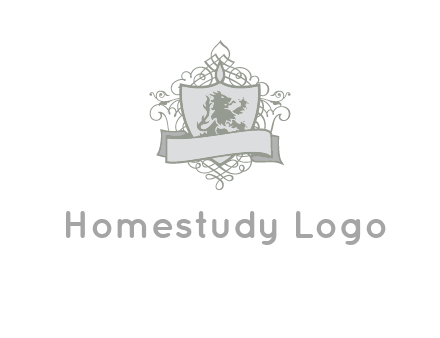 shield with banner and swirl design icon