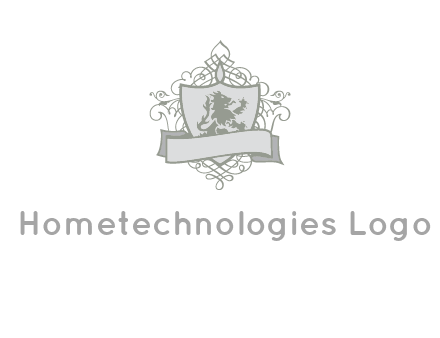 shield with banner and swirl design icon