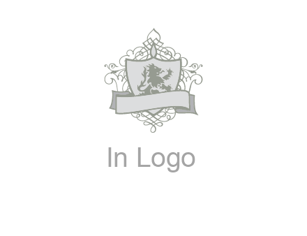 shield with banner and swirl design icon