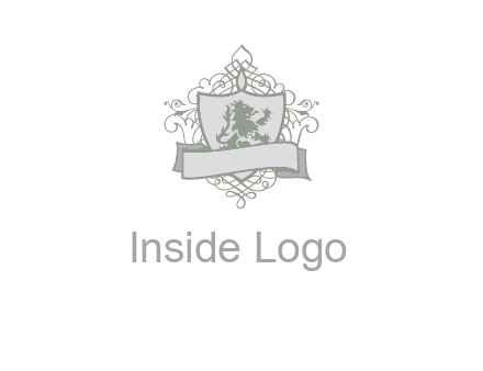 shield with banner and swirl design icon