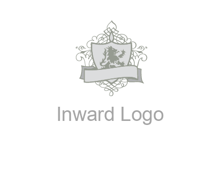 shield with banner and swirl design icon