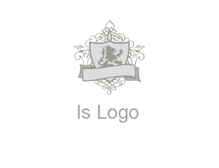 shield with banner and swirl design icon