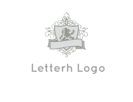shield with banner and swirl design icon