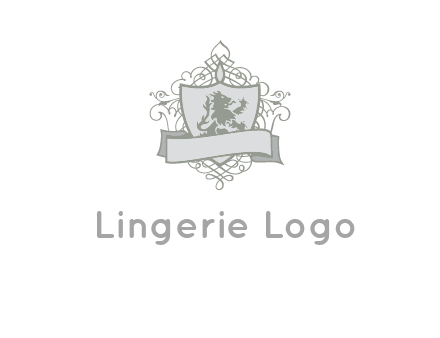 shield with banner and swirl design icon