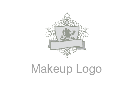 shield with banner and swirl design icon