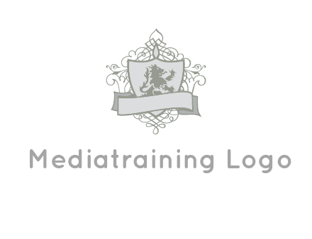 shield with banner and swirl design icon