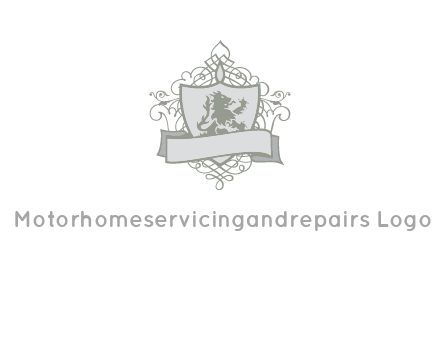 shield with banner and swirl design icon
