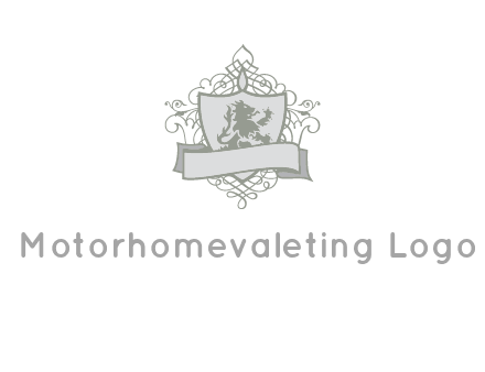 shield with banner and swirl design icon