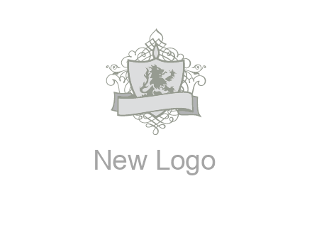 shield with banner and swirl design icon