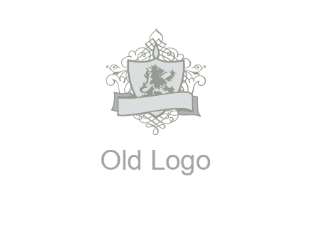 shield with banner and swirl design icon