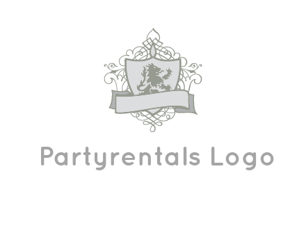 shield with banner and swirl design icon