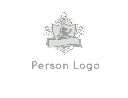 shield with banner and swirl design icon