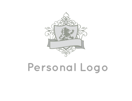 shield with banner and swirl design icon