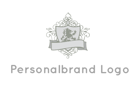 shield with banner and swirl design icon