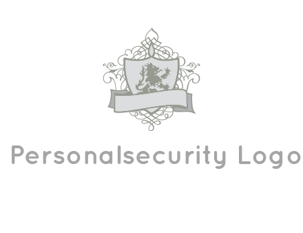 shield with banner and swirl design icon