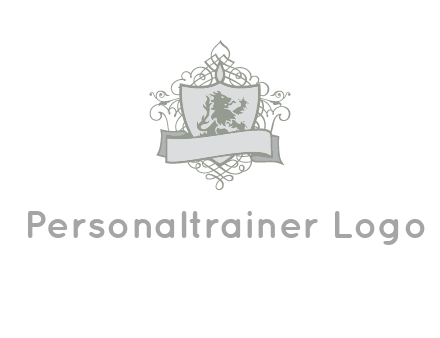 shield with banner and swirl design icon