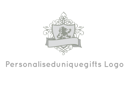shield with banner and swirl design icon