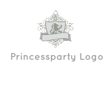 shield with banner and swirl design icon