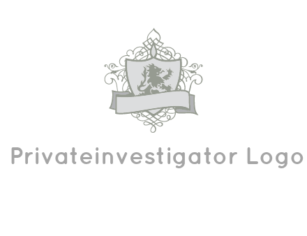 shield with banner and swirl design icon