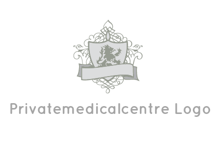 shield with banner and swirl design icon