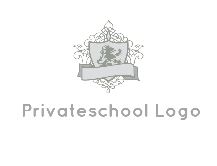 shield with banner and swirl design icon