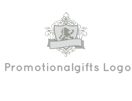 shield with banner and swirl design icon