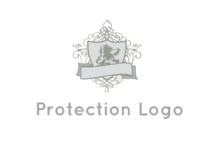 shield with banner and swirl design icon