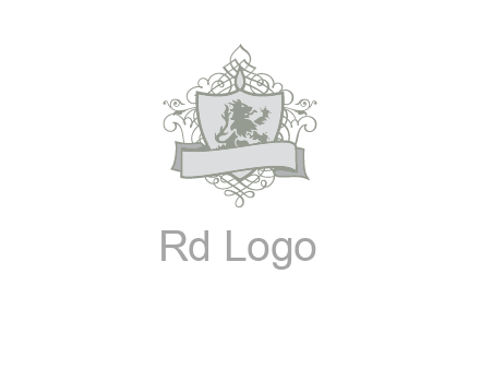 shield with banner and swirl design icon
