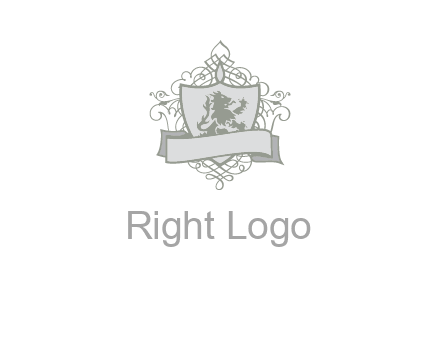 shield with banner and swirl design icon