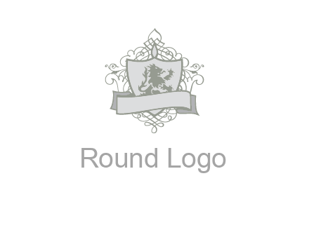 shield with banner and swirl design icon