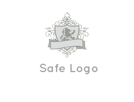 shield with banner and swirl design icon