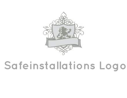 shield with banner and swirl design icon