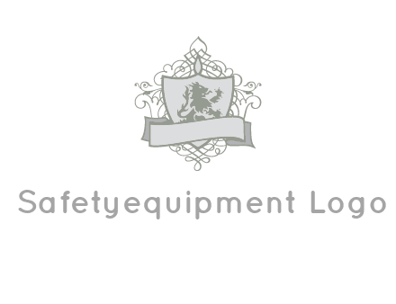 shield with banner and swirl design icon