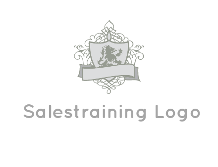 shield with banner and swirl design icon