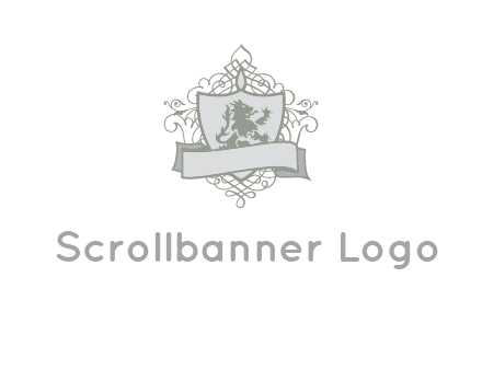 shield with banner and swirl design icon