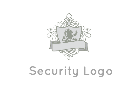 shield with banner and swirl design icon
