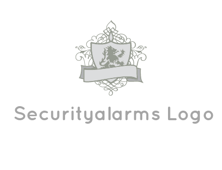 shield with banner and swirl design icon